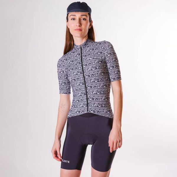 Cafe Du Cycliste Womens Francine Jersey Textured Navy