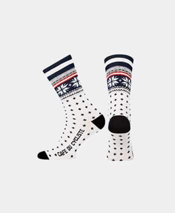 Cafe Du Cycliste Nordic Sock | White / Navy |