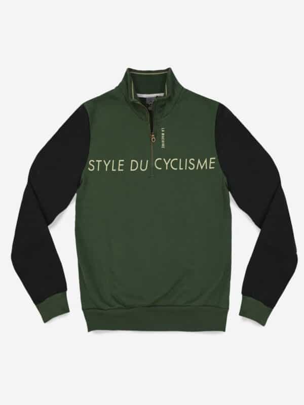 La Machine Style du Cyclisme Half Zipper Sweatshirt Chive Green